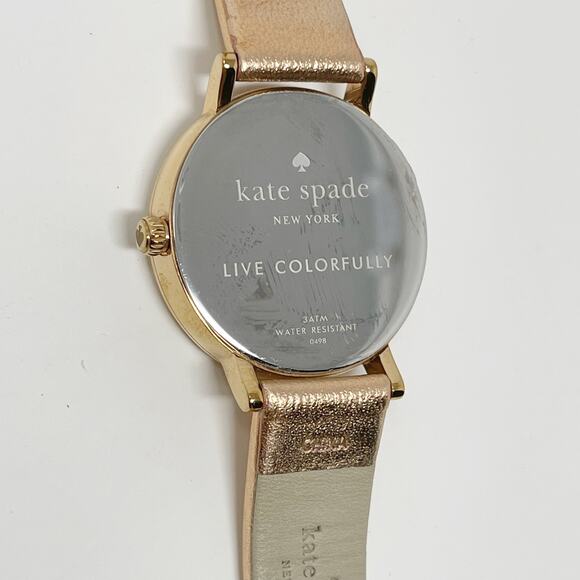 Kate Spade Metro Scallop Three Hand Leather Watch Rose Gold Round Face Ladies - Picture 11 of 12